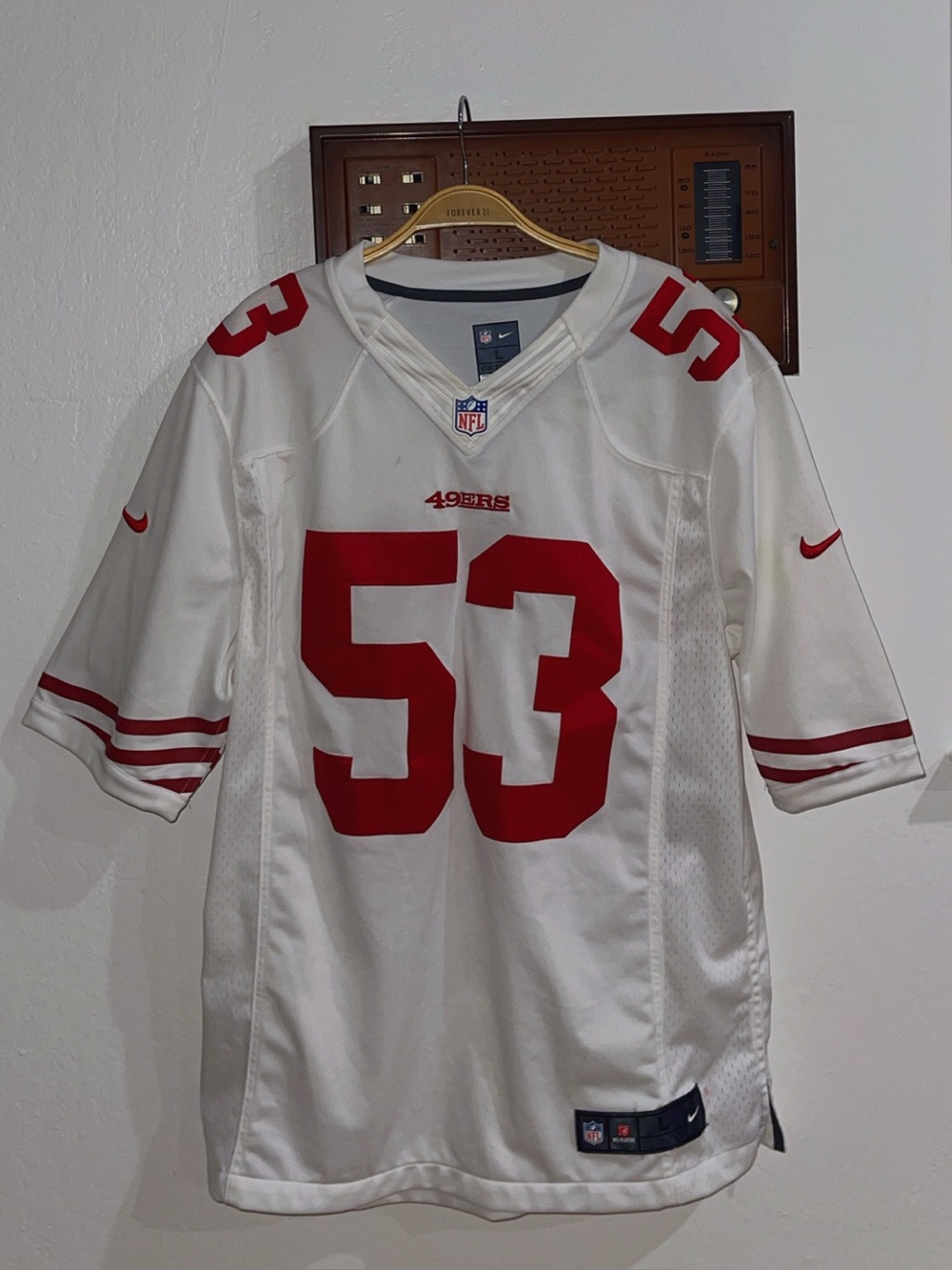 Nike San Francisco 49ers #53 White and Red Football Jersey Bowman